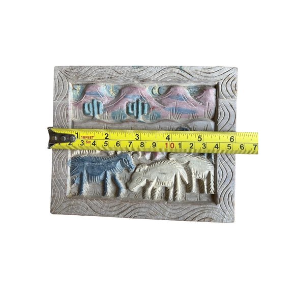 Carved Trinket Box set of 2 cactus safari mountains desert Tiawan - Picture 11 of 12